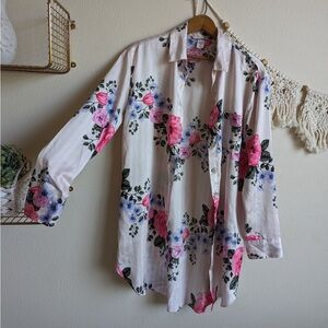 Victorias Secret pink floral robe blouse, small